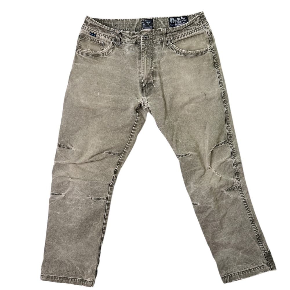 Kuhl Hot Rydr Flannel Lined Pants Mens 32x30 Brown Vintage Patina Dye Work